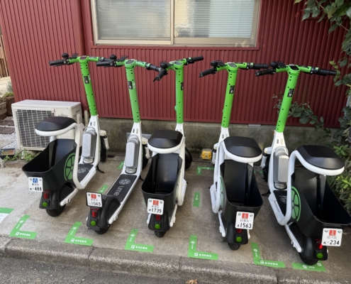 picture of LIME station, with e-bikes lined up